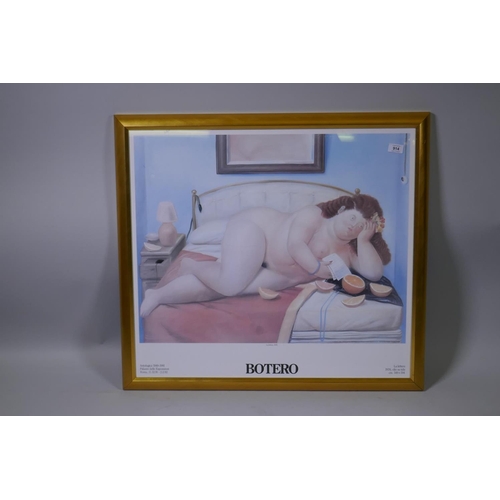 914 - After Fernando Botero, La Lettera, 1976 colour print, published LEM Milano & Edizioni Carte Segn... 