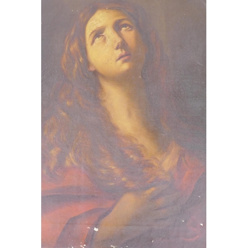 915 - After Guido Reni, St Mary Magdalene, unsigned, C19th, inscribed on the stretcher A. Holland, oil on ... 