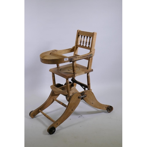 1189 - A turn of the century satin walnut child's metamorphic high chair