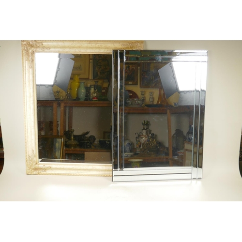 1190 - A painted wall mirror and a contemporary wall mirror, largest 64 x 74cm