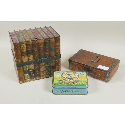 1 - Huntley & Palmers literature collection biscuit tin, modelled as a stack of bound books, History... 