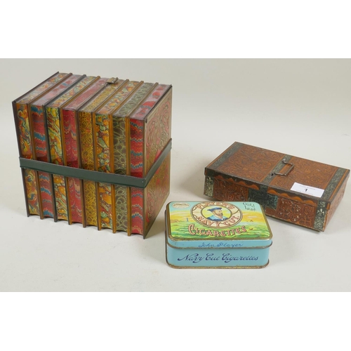 1 - Huntley & Palmers literature collection biscuit tin, modelled as a stack of bound books, History... 