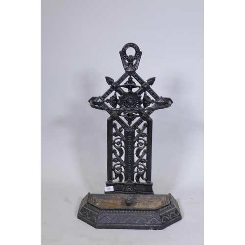 1008 - A painted cast iron stick stand, 45 x 73cm