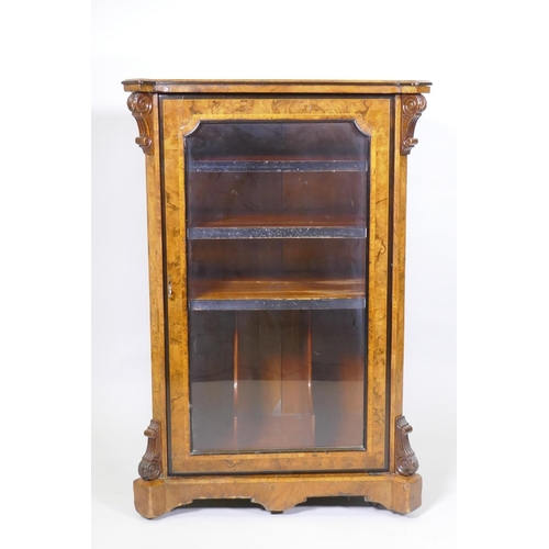 1016 - A Victorian Druce & Co Aesthetic style burr walnut music cabinet with ebony and amboyna inlaid d... 