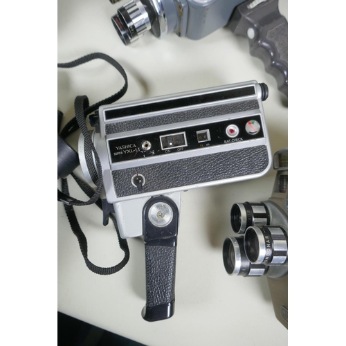 102 - A collection of vintage 8mm film cameras, to include a Yashica Super 800 electro, a Yashica super YX... 