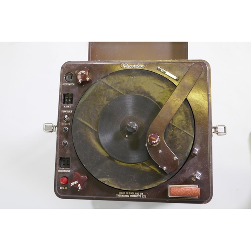 104 - A bakelite cased Recordon by Thermionic Products Ltd, London, mounted on original metal stand with p... 