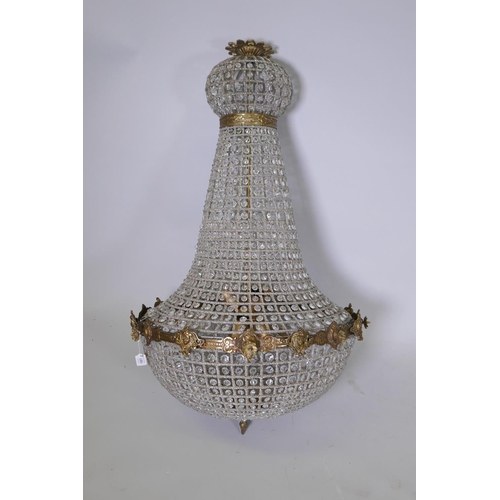 1081 - A large French Empire style pendant chandelier, 108cm drop approx