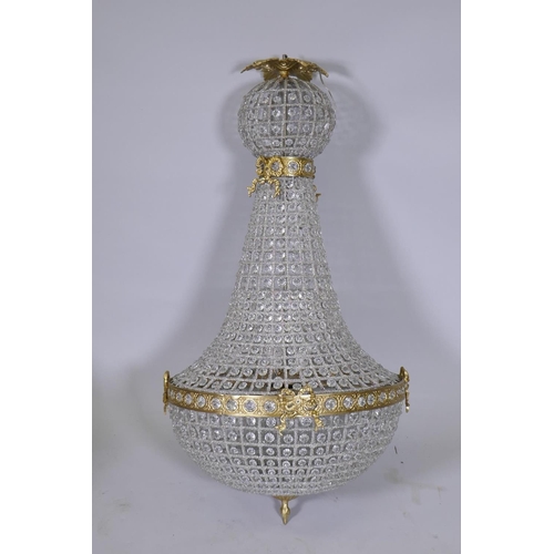 1082 - A French Empire style pendant chandelier, 100cm drop approx