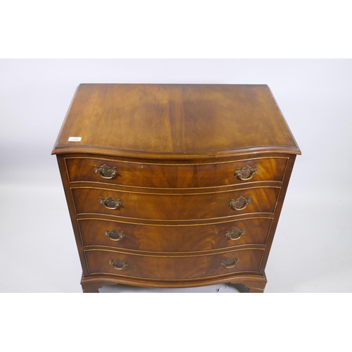 1186 - A Bevan Funnell Regency style mahogany serpentine front chest of four graduated drawers, raised on b... 