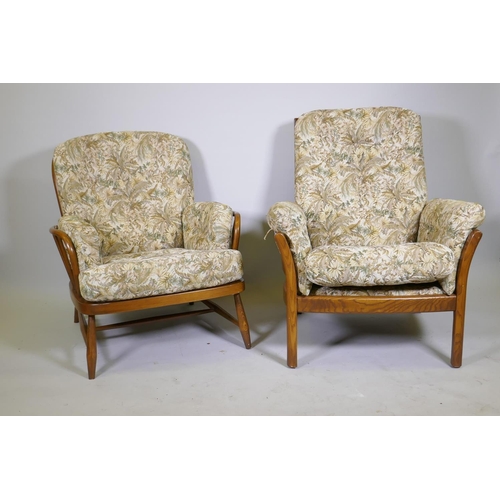 1187 - An Ercol cottage chair, and a mid century arm chair