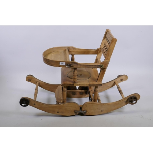 1189 - A turn of the century satin walnut child's metamorphic high chair