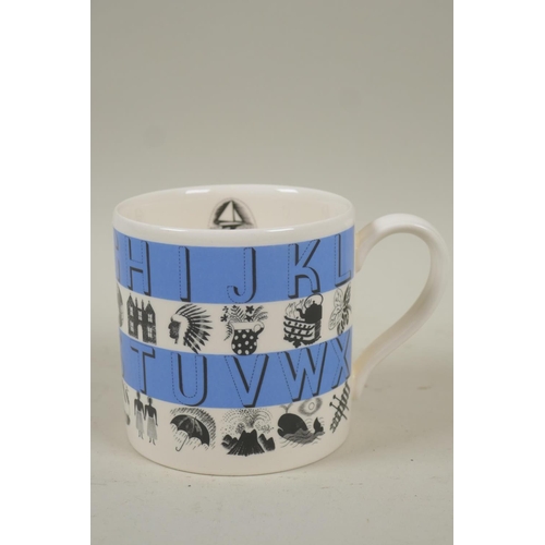 12 - A Wedgwood Alphabet mug, designed by Eric Ravilious, limited editions of 1000 for Townes Art Gallery... 