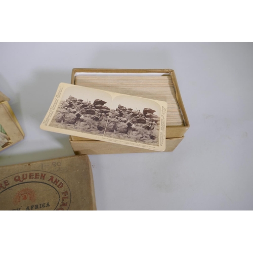 256 - A set of Victorian stereoscope slides, For Empire, Queen and Flag of South Africa 1900, and some oth... 