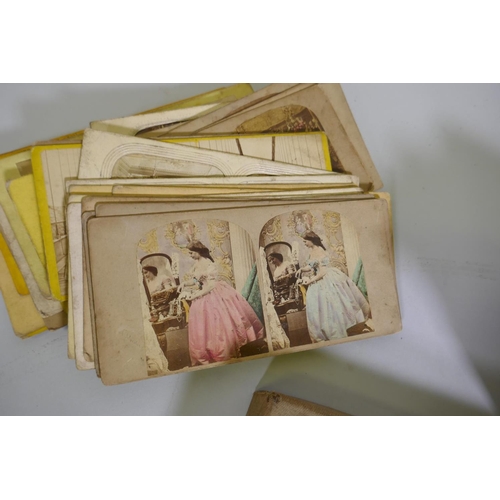 256 - A set of Victorian stereoscope slides, For Empire, Queen and Flag of South Africa 1900, and some oth... 