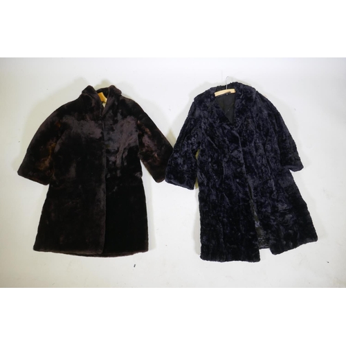 278 - Two vintage fur coats, longest 106cm