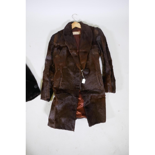 279 - Two vintage fur coats, one retailed by Davies & Co of Reigate, longest 96cm