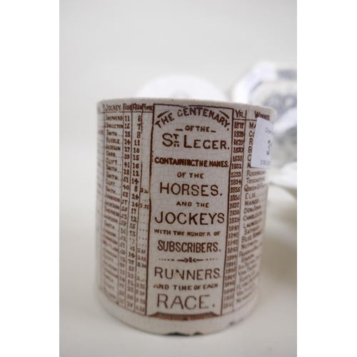 31 - Victorian tankard celebrating the centenary of the St Leger horses and jockeys, 1876, manufactured b... 