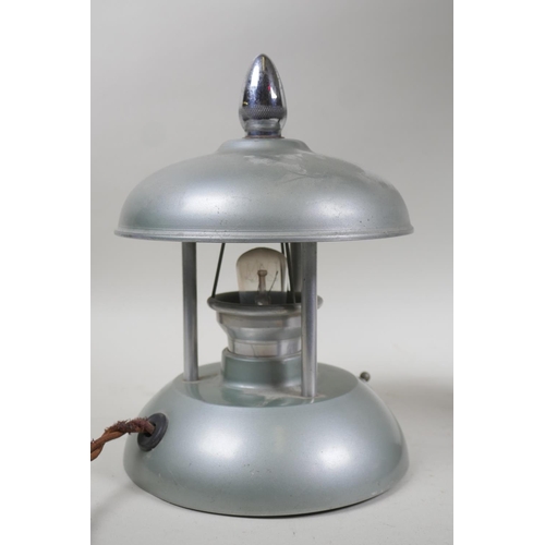 34 - An Art Deco Glimerglow table lamp, aluminium and chrome with adjustable dimmer, stamped faintly to b... 