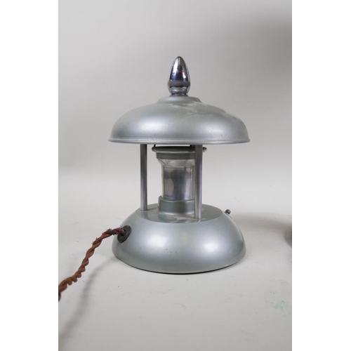 34 - An Art Deco Glimerglow table lamp, aluminium and chrome with adjustable dimmer, stamped faintly to b... 