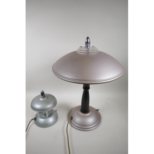 34 - An Art Deco Glimerglow table lamp, aluminium and chrome with adjustable dimmer, stamped faintly to b... 