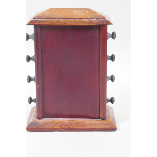 5 - Early C20th mahogany perpetual desk calendar, 17 x 13 x 8cm