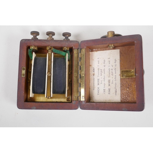 50 - Antique Galvanometer, No 1601, in wood case, 9 x 10 x 6cm