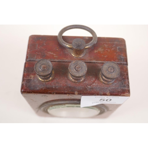 50 - Antique Galvanometer, No 1601, in wood case, 9 x 10 x 6cm