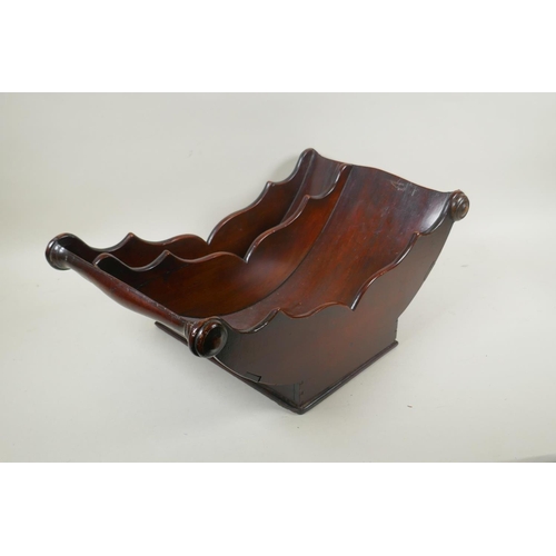 54 - Georgian mahogany two section cheese trough, 47 x 27 x 19cm