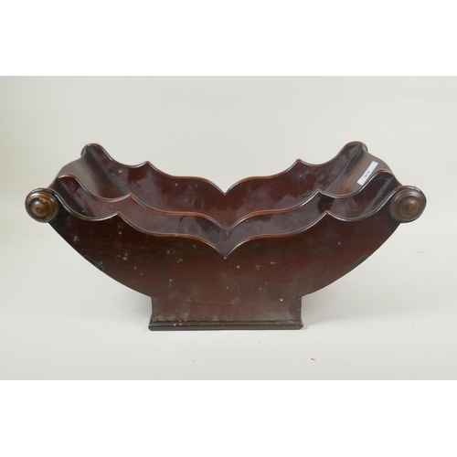 54 - Georgian mahogany two section cheese trough, 47 x 27 x 19cm