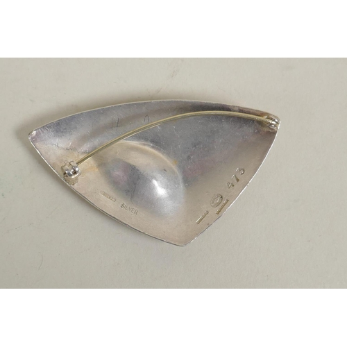 605 - Georg Jensen sterling silver brooch, marked 473, 22.9g