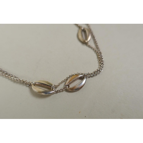 616 - Georg Jensen sterling silver necklace in box, 23.5g, 116cm long