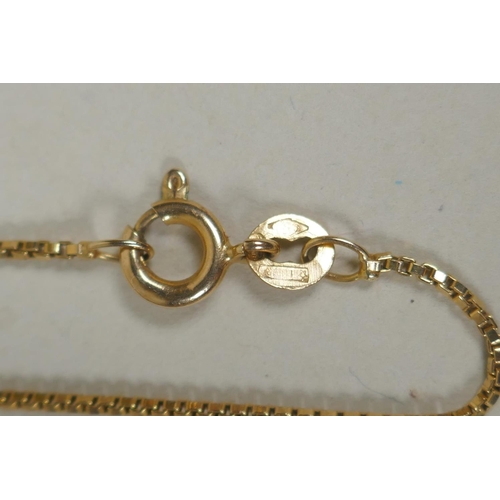 624 - 9ct gold chain bracelet with padlock clasp, 7.9g; 9ct gold chain, 2.4g; 9ct gold rose pendant, 1.8g;... 