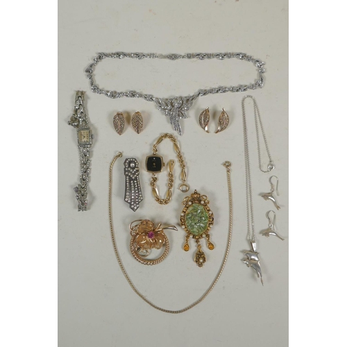 665 - A collection of costume jewellery including some silver