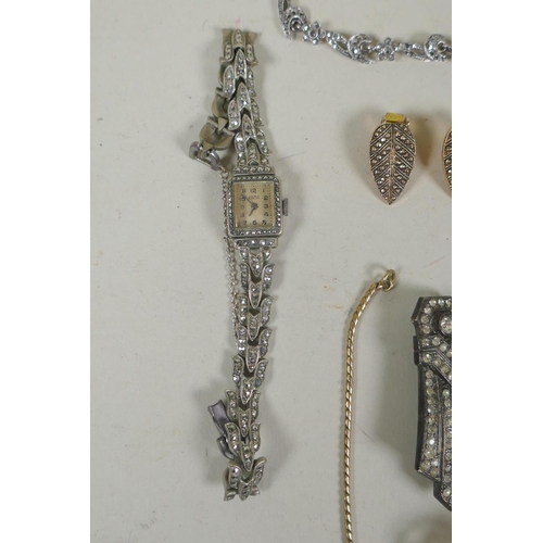 665 - A collection of costume jewellery including some silver