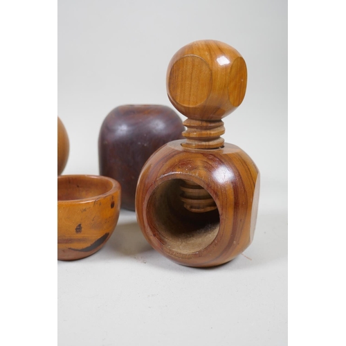 67 - A collection of treen and inlaid box, 23 x 13 x 8cm