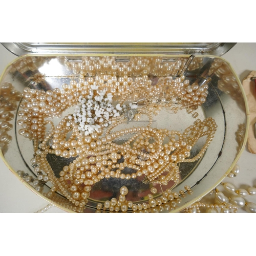 685 - Collection of faux pearl necklaces, costume jewellery etc