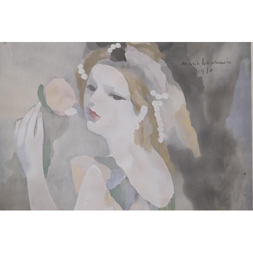 816 - Marie Laurencin, (French, 1883-1956), girl with a rose, limited edition lithograph, 211/250, AF, 63 ... 