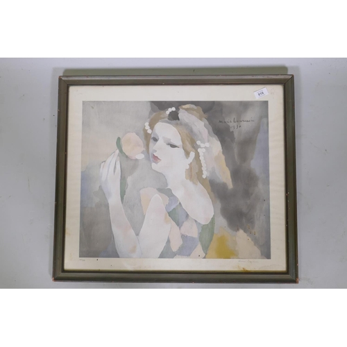 816 - Marie Laurencin, (French, 1883-1956), girl with a rose, limited edition lithograph, 211/250, AF, 63 ... 