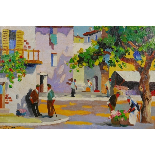 821 - After D'Oyly John, (South African, 1906-1993), Mediterranean street scene, oil on canvas board, 40 x... 