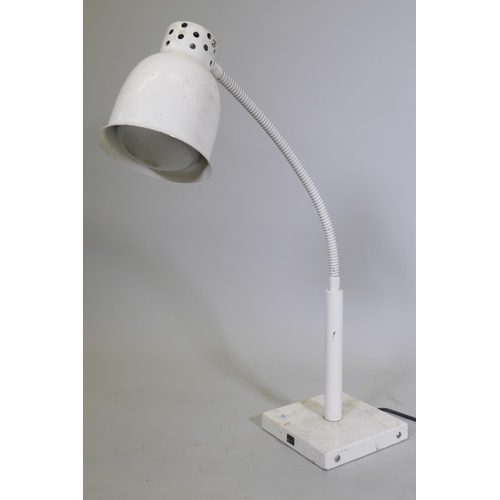 83 - A Scholl enamelled metal industrial sized angle poise heat/spot lamp, 86cm high