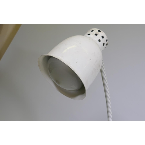 83 - A Scholl enamelled metal industrial sized angle poise heat/spot lamp, 86cm high