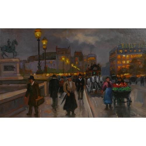 850 - French Impressionist style Parisian street scene, oil on canvas board, 47 x 27cm