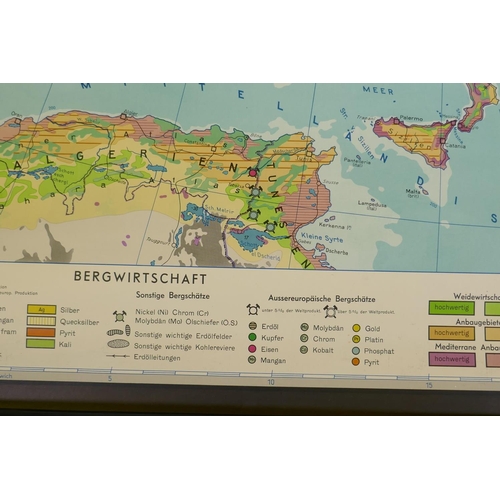 86 - A Fennings German roll down map of Europe showing commodities, 220 x 165cm