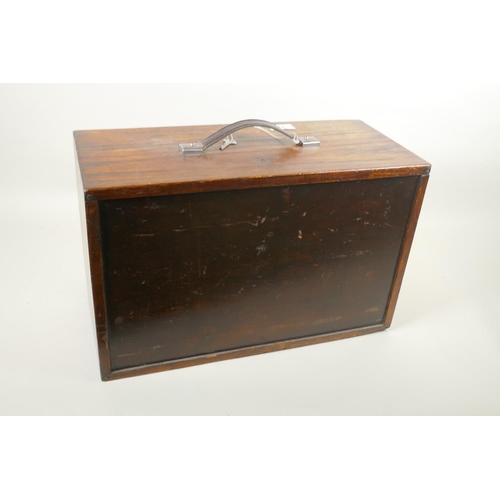 87 - A vintage oak Neslein seven drawer engineers/watchmakers tool chest with detachable/slide front, 44 ... 