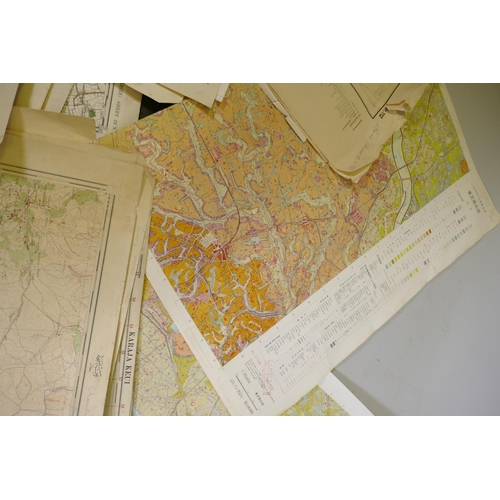 88 - Quantity of maps, Middle East, Turkey, Japan, etc, approx 30, largest 79 x 110cm