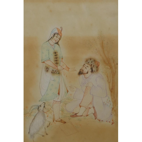 901 - A collection of late C19th/early C20th Persian miniature paintings on paper by the same hand, depict... 