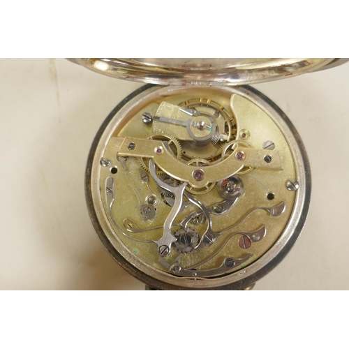 693 - A silver cased open pocket watch, the dial inscribed S. Smith & Son, 9 Strand, London, Watchmake... 