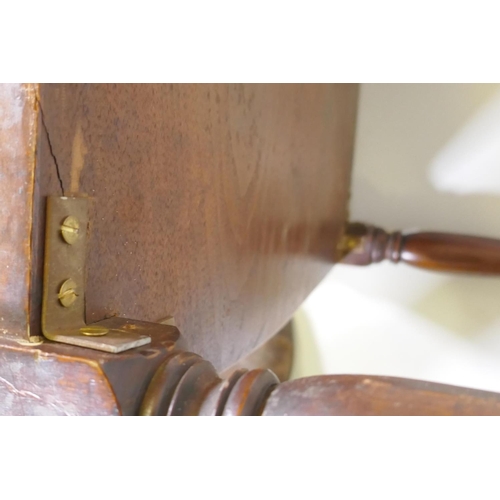 1003 - A pair of Arts & Crafts mahogany open armchairs in the manner of E.W. Godwin, with shaped lathe ... 