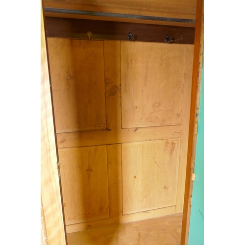 1023 - A Victorian satin birch wardrobe with dome topped mirror door over a single drawer, 125 x 50cm, 200c... 