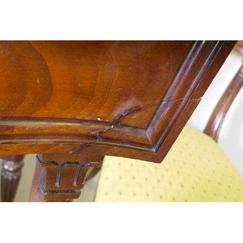 1024 - A good set of four early C19th mahogany bar back hairs, with moulded backs and pad seats, raised on ... 